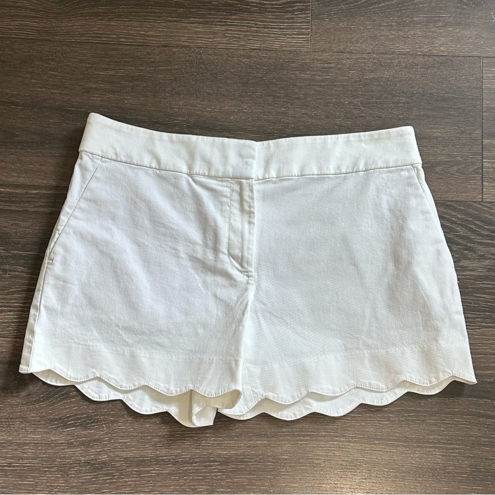 White Scalloped Shorts